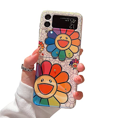 Lastma Samsung Galaxy Z Flip 3 Case Cute 5g Glitter Bling Cartoon IMD Soft Silicone Z Flip 3 (2021) TPU Shockproof Protective Phone Cases Cover for Girls and Women – Sunflower