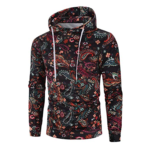 ZDFER Pullover Hoodies for Men, Winter Casual Hooded Sweatshirts Fashion Print Sweater Coat Athletic Long Sleeve Jacket Mens Christmas Shirts Golf Shirts Ping Golf Shirts for Men Polo Shirts for Men