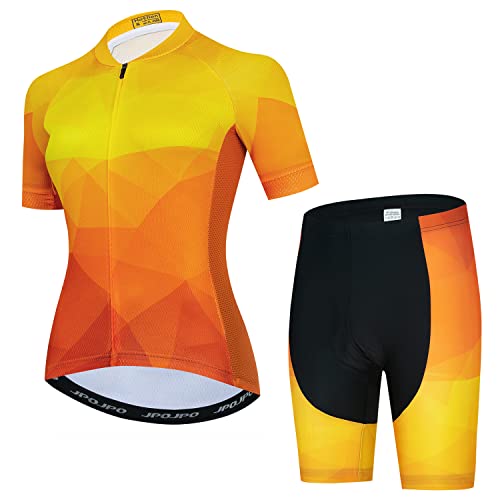 JPOJPO Cycling Jersey Women Short Sleeve Bike Mountain Riding Wear Set 5D Padded Shorts Quick-Dry Shirt S-3XL