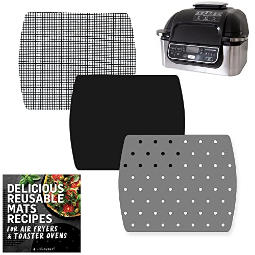Air Fryer Reusable Liner Accessories for Ninja Foodi Grill AG301 5-in-1 4qt Ninja Air Fryer Accessories with Air Fryer Recipes, Easy to Clean, Food Safe Replacement for Parchment Paper by INFRAOVENS
