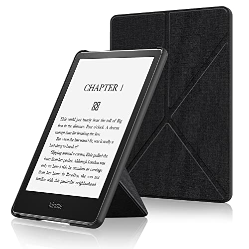 Soke Case for Kindle Paperwhite (11th Generation-2021 Release), Premium Fabric Cover with Auto Wake/Sleep & Multi-Viewing Angles for 6.8″ Kindle Paperwhite & Signature Edition E-Reader, Black