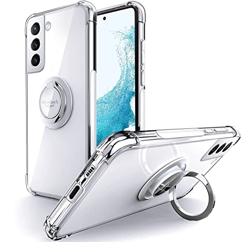Silverback for Samsung Galaxy S22 Case Clear with Ring Kickstand, Protective Soft TPU Shock -Absorbing Bumper Shockproof Phone Case for Galaxy S22 -Clear