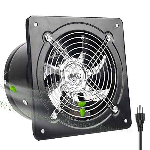 TWSOUL Exhaust Fan with Plug, 6 inch 380CFM Silent Through-the-Wall Extractor Exhaust Ventilation Fan for Kitchen, Bathroom, Toilets, Bedroom, Living Room, Shopping Mall, and Office, 110V, Black