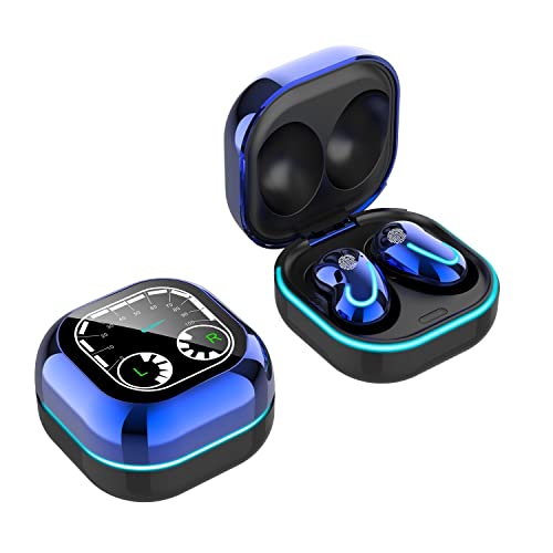 SZYCD Mini LED True Wireless Earbuds for iPhone, Bluetooth 5.1 Headset with Charging Box, TWS Stereo Headphones, Handsfree, Clear Calls, Suitable for Business and Work (Blue)