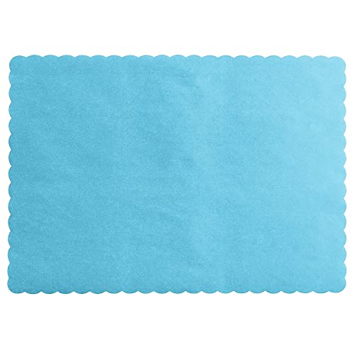 Scarsdale Supplies 10 x 14 Paper Placemats with Scalloped Edges | Disposable Converting Dining Table | Decorative, Personalized, Creative, Plain, Stylish (Sky Blue 50)