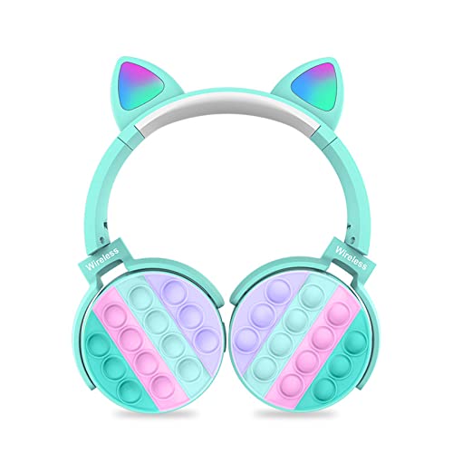 Rainbow Pop-On-It Bluetooth Headphones, Fidget Bluetooth Head-Mounted Stereo Headset, Wireless Headphones Noise Cancelling Headphones Over-Ear Headphones Gaming Headset for Kids Teens (Blue)