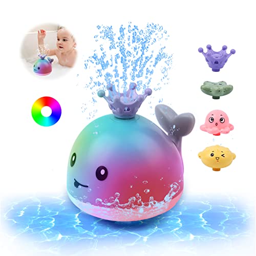Baby Bath Toys, Whale Spray Swimming Pool Toy, Four Water Spray Patterns, Baby Light Up Bath Tub Toys, Waterproof Design Fun Bath Toys, Smooth Body Safety, Baby Toys for Kids（Grey）