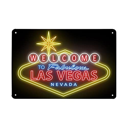 hohappyme Cinema Neon Metal Sign Vegas Welcome Sign Western Decor Retro Metal Sign Vintage Wall Art Sign Gift Sign 12 x 8 Inches, Red