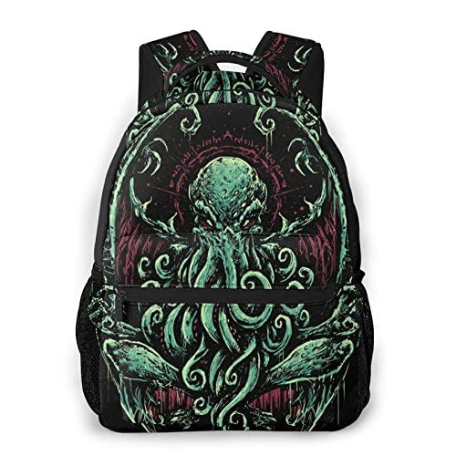 ZXLQ Cthulhu Mythos Casual Backpack, Waterproof Daypack For Picnic/Work/Travel/School, Fit Unisex Adult Youth Book Meal Bags, Black