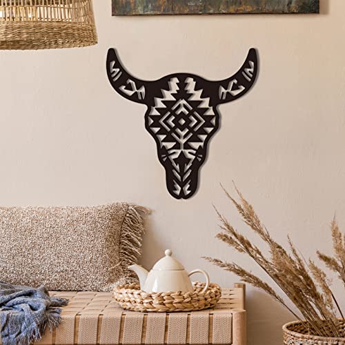 ORIGACH Black Metal Western Cow Skull Art Decor Cool Wall Hanging Western Rustic Metal Bull Head Wall Sculptures Decor for Living Room Bedroom Kitchen Garden Gift Idea, 12 inch | The Storepaperoomates Retail Market - Fast Affordable Shopping
