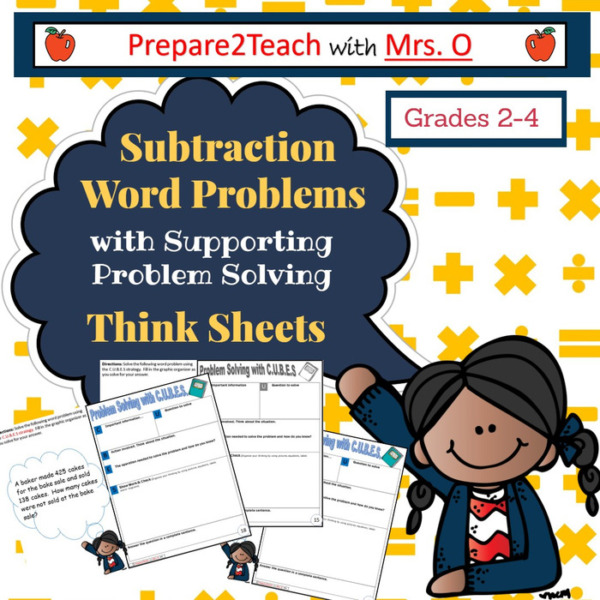 Subtraction Word Problems with Supporting Think Sheet