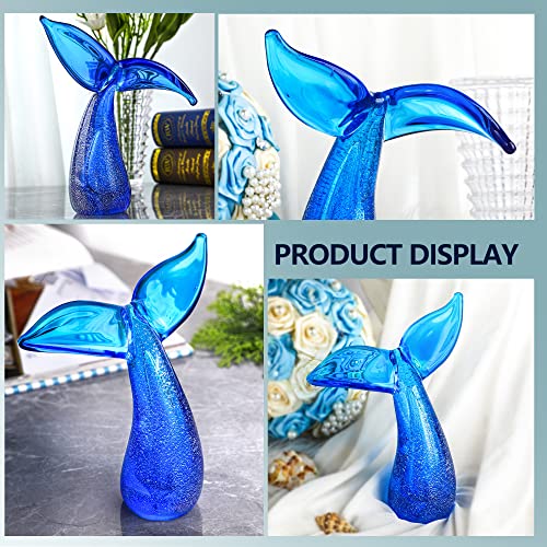 QFkris 5.5in Modern Art Hand Blown Glass Whale Tail Figurine Collectibles Glass Art Marine Animals Sculpture Table Ornament Kids Gift Home Fish Tank Decor (Blue) | The Storepaperoomates Retail Market - Fast Affordable Shopping