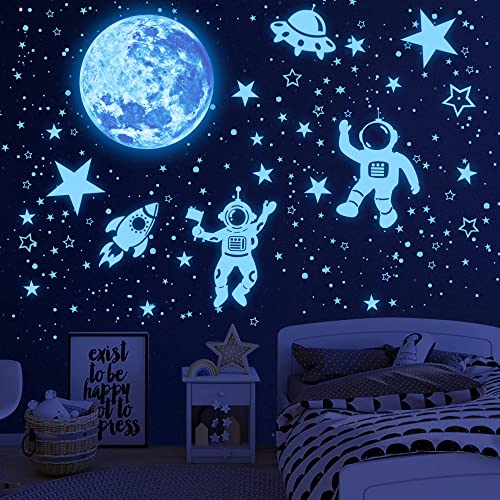 Glow in The Dark Stars for Ceiling 1106Pcs Glow in The Dark Moon and Planet Wall Decal Luminous Astronaut Universe Galaxy Space Wall Stickers Outer Space Decal for Kids Boys Girl Bedroom Christmas Gift(Update) | The Storepaperoomates Retail Market - Fast Affordable Shopping