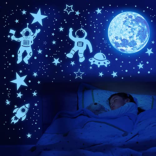 Glow in The Dark Stars for Ceiling 1106Pcs Glow in The Dark Moon and Planet Wall Decal Luminous Astronaut Universe Galaxy Space Wall Stickers Outer Space Decal for Kids Boys Girl Bedroom Christmas Gift(Update) | The Storepaperoomates Retail Market - Fast Affordable Shopping