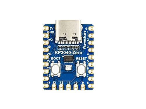 Waveshare RP2040-Zero A Low-Cost High-Performance Pico-Like MCU Board Based On Raspberry Pi Microcontroller RP2040 Castellated Module Suitable for SMD Applications
