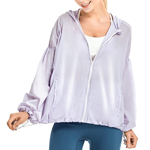 AGILONG Women’s UPF 50+ Sun Protection Jacket Hoodie Long Sleeve UV Shirts Zip up Outdoor Fishing Hiking Clothing (Purple, 2XL/3XL)