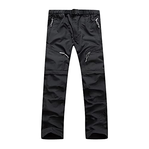 szxiten Mens Convertible Hiking Pants Quick Dry Cargo Pants Lightweight Zip Off Fishing Pants Outdoor Sports Pants Travel Pants Black, Medium