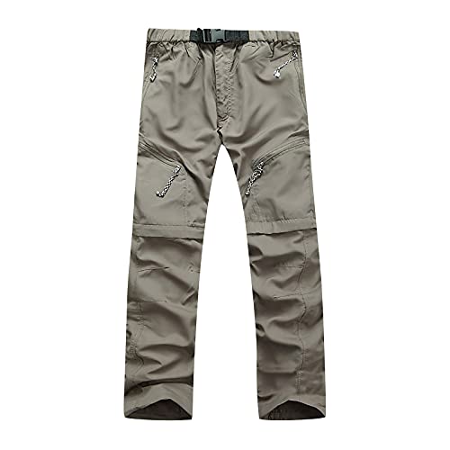 Mens Convertible Hiking Pants Quick Dry Cargo Pants Lightweight Zip Off Fishing Pants Outdoor Sports Pants Travel Pants Khaki