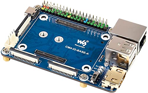for Raspberry Pi Compute Module 4,Mini Base Board (A) with Standard CM4 Socket and Raspberry Pi 40PIN GPIO Header Onboard Multiple Connectors CSI/DSI/FAN/HDMI/USB/RJ45, etc.