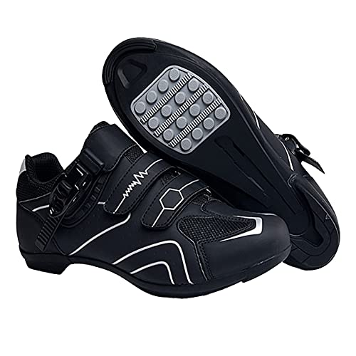 Non-slip Breathable Bike Shoes And Road Shoes Carbon Mountain Cycling Fiber Women’s shoes (Silver, 11.5)