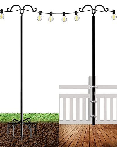Flanagan String Light Poles for Outside, 2 Pack 9FT Metal Poles for Outdoor String Lights, Adjustable Patio Lighting Stand for Garden Fence Party Wedding