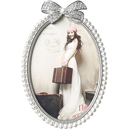 MaxTom Oval Pearl Photo Frame Handmade Photo Ornaments Art Picture Frame Family Office Photo Studio for Tabletop Stand (Size : 5×7)