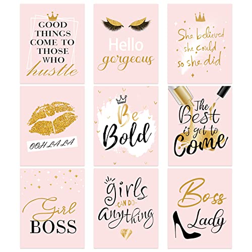 MIAHART Inspirational Wall Decor Posters Teen Girls Pink Fashion Motivational Prints for for Women Bedroom Decorations, 8X10in, Unframed