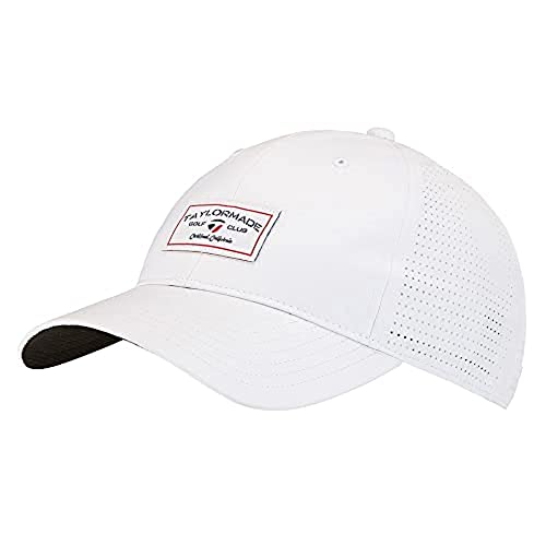 TaylorMade Golf Standard Perforamce Lite Patch Hat, White, Medium