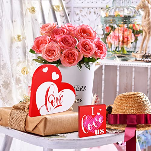 Yulejo 3 Pieces Valentine’s Day Wood Heart Decor Love Decor, Valentine’s Day Tiered Tray Decor Love Table Sign Valentine’s Day Wood Home Decoration Love Wood Block for Wedding Valentine’s Day Party | The Storepaperoomates Retail Market - Fast Affordable Shopping
