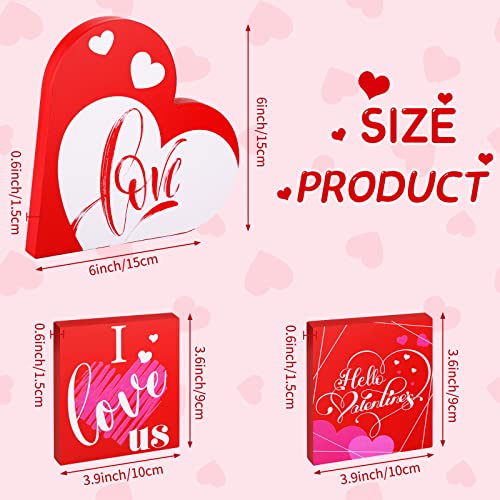 Yulejo 3 Pieces Valentine’s Day Wood Heart Decor Love Decor, Valentine’s Day Tiered Tray Decor Love Table Sign Valentine’s Day Wood Home Decoration Love Wood Block for Wedding Valentine’s Day Party | The Storepaperoomates Retail Market - Fast Affordable Shopping