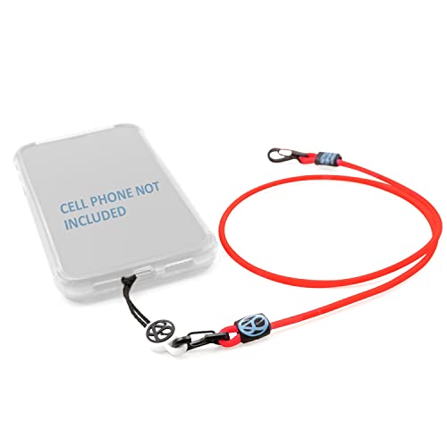 Action Sports Phone Anchor – Tough Outdoors Aussie Made Lanyard & Anti-Tangle Bungie Cord Leash Securely Tether Your Phone ProCam Keys Wallet (Red)