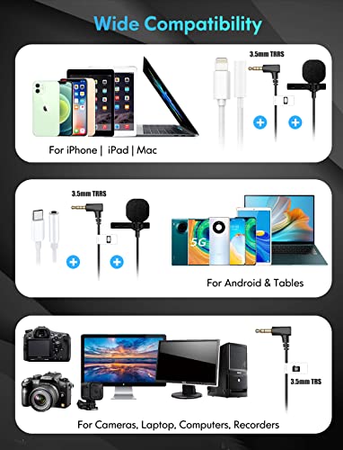 Wireless Lavalier Microphone System, UHF Dual Lavalier Mic Lapel Microphones164FT Transmissions Audio Monitor Recording Rechargeable for DSLR Camera iPhone Android 2 Transmitter and 1 Receiver | The Storepaperoomates Retail Market - Fast Affordable Shopping