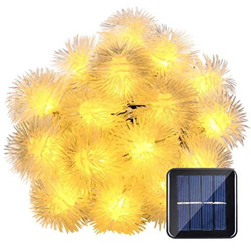 Totority 7M 50 LED Solar String Lights Chuzzle Ball Fairy Decorative Lights for Outdoor Home Lawn Garden Patio Party and Holiday Decorations (Warm White) Warm Light