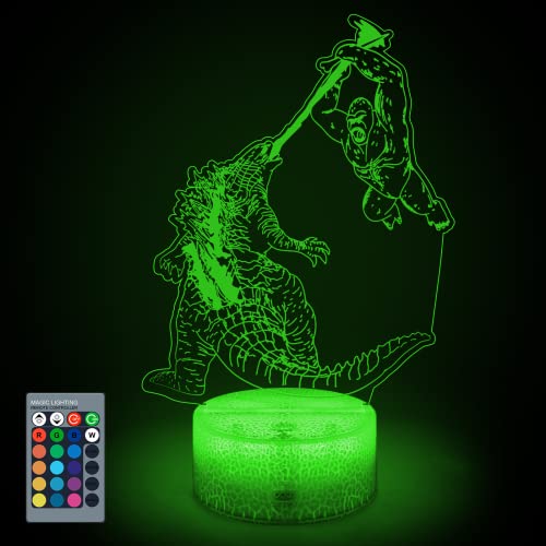 King of The Monster vs Kong Night Light for Kids with Touch & Remote Control, 16 Colors LED Décor Lamps for Home Bedroom Decorations Party, Ideal Birthday Gift for Boys Girls Children