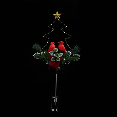 balacoo Christmas Pathway Marker Light LED Solar Powered Red Cardinal Birds Wire Tree Stake Light Xmas Garden Atmosphere Light for Home Shop