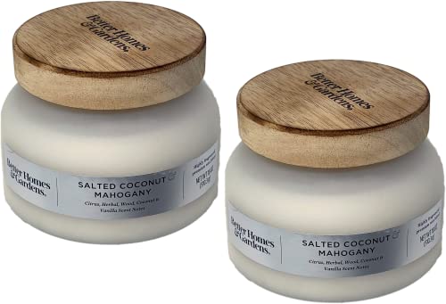 Better Homes & Gardens. 18oz Scented Candle, Salted Coconut Mahogany 2-Pack, White, 35526