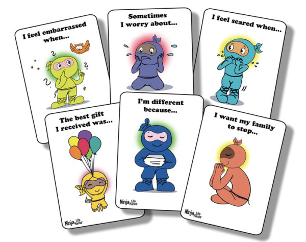 Ninja Life Hacks Emotions, Feelings, and Thoughts, A Therapeutic SEL Complete the Sentence Card Game