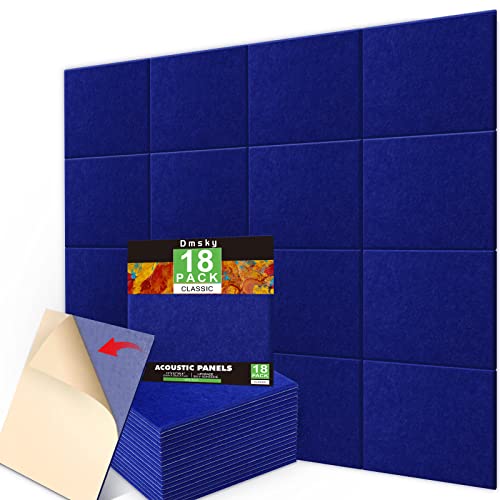 18 Pack Acoustic Panels Sound Absorbing Panels 12″X12″X 0.4″Soundproof Wall Panels Wall Decoration Sound Deadening Panels High-Density Sound Panels Acoustic Panels for Wall and Ceiling(Blue)