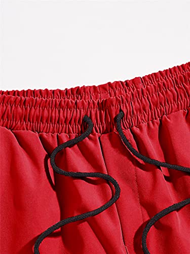 Romwe Men’s Graphic Drawstring Elastic Waist Workout Shorts Athletic Shorts Red XL | The Storepaperoomates Retail Market - Fast Affordable Shopping