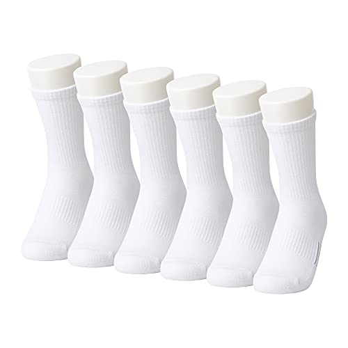 SOTD Athletic Cushioned Pad Mid Crew Sports Socks (pack of 6) (8-10, White Asst)