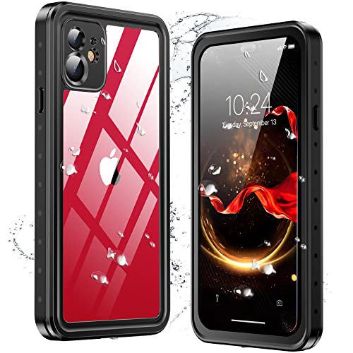 UNBEINST Compatible with iPhone 11 Case Waterproof, with Built-in Screen Protector Heavy Duty Cover IP68 Underwater Shockproof Protection Case for iPhone 11 6.1 inches (Black/Clear)