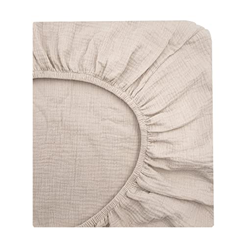 Cotton Muslin Baby Crib Sheet , Fitted Sheet for Crib 52″x28″ (Khaki)