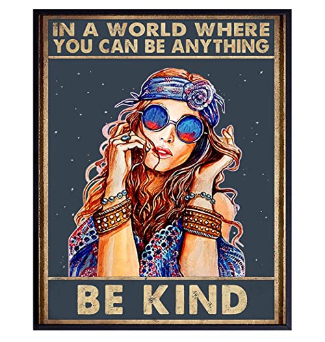 Be Kind Wall Decor – Boho Wall Decor – Hippie Room Decor – Bohemian Wall Decor – Hippy Room Decor – BFF Housewarming Best Friend Gifts for Women – New Age Spiritual Inspirational Wall Art Poster 8×10