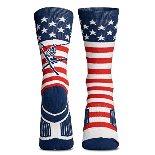ChalkTalkSPORTS Skiing Athletic Woven Mid-Calf Socks | USA Ski | Adult Size