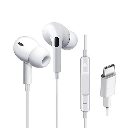 USB C Headphones HiFi Stereo USB Type C Earbuds in Ear Earphones Headset with Mic and Volume Control Compatible with Samsung Galaxy Google Pixel OnePlus 6T and More Type C Port Model