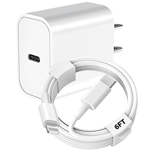 iPhone 14 13 12 Fast Charger, Apple MFi Certified 20W Type C Wall Charger Plug Block with 6FT USB C to Lightning Cable Cord Compatible with iPhone 14 13 Pro/12 Pro Max/11 Pro Max/Xs Max/XR/X/8 Plus