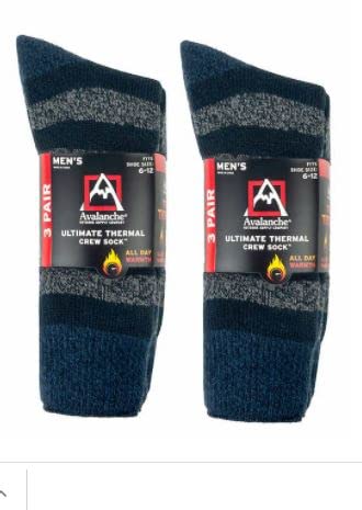 Avalanche Men’s Ultimate Thermal Sock, 6 pair – Blue (1526077)