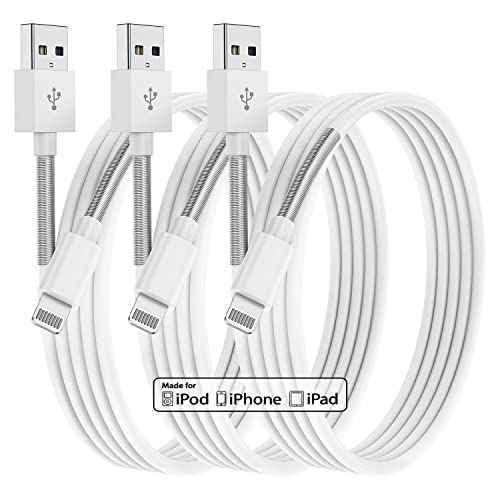 Long Apple iPhone Charger 10 ft, Apple MFI Certified 3Pack Lightning Cable 10 Foot, Extra Long Apple Fast Charing Cord 10 Feet for Apple 13 12 11Pro Xs Max X XR 8 7 6s 6 Plus SE iPad (White)