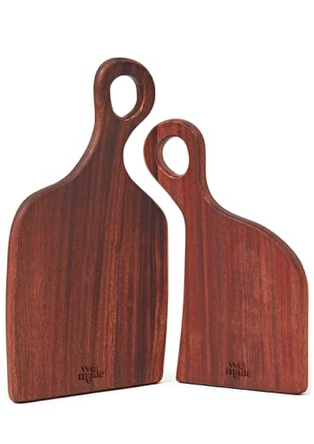 Perfect Anniversary, Wedding, Housewarming Gifts for The Couple – 2 Piece Solid Wood Cutting Board Set with Handle for Kitchen – Decorative Serving Charcuterie Board by We Made