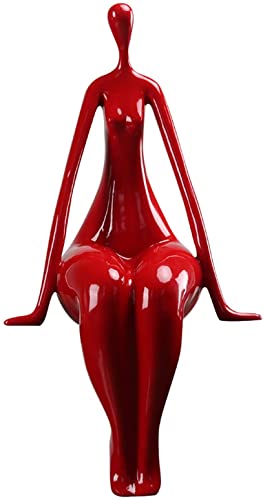 HTian Home Decoration Table, Modern Decorative Naked Woman Sculpture, Figures for Women, Body Art, Extremely Simple Statue Character, Home Office Bookshelf Decoration (Color : Red, Size : A)